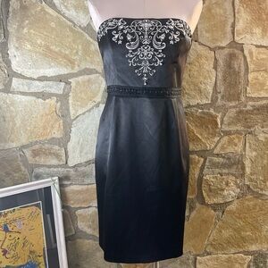 WHBM Strapless Embroidered Cocktail Dress